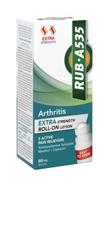Packaging of RUB·A535™ Arthritis Extra Strength Roll-on Lotion